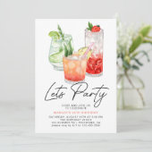 Fruchtcocktails | Sommererwachsen zum Geburtstag Einladung (Stehend Vorderseite)