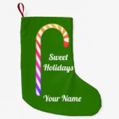 Fruchtcreme Candy Cane Muster Name Xmas Strumpf hi Kleiner Weihnachtsstrumpf (Vorderseite)