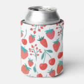 Fruchtdoodle: Erdbeeren, Kirschmuster. Dosenkühler (Kanne Vorderseite)