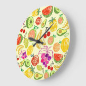 Fruchtdoodle-Muster Große Wanduhr (Winkel)