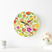 Fruchtdoodle-Muster Große Wanduhr (Zuhause)