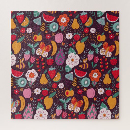 Fruchtdoodles, handgezeichnet Sommerdekoration. Puzzle (Vertikal)