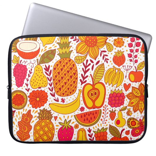Fruchtdoodles: Vintages Sommermuster. Laptopschutzhülle (Vorderseite)