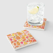 Fruchtdoodles: Vintages Sommermuster. Steinuntersetzer (Seitenansicht)