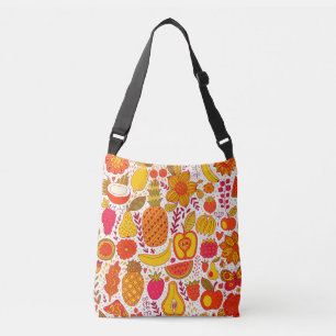 Fruchtdoodles: Vintages Sommermuster. Tragetaschen Mit Langen Trägern