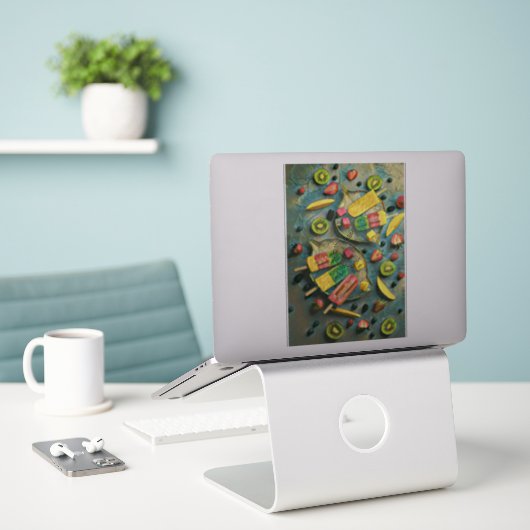 Früchte aus farbigem Eis Aufkleber (Laptop auf Schreibtisch)