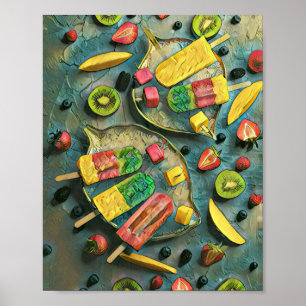 Früchte aus farbigem Eis Poster