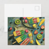 Früchte aus farbigem Eis Postkarte (Vorne/Hinten)