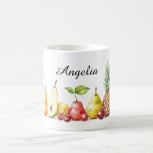 Früchte Birnen Kirschen Ananas Kaffeetasse