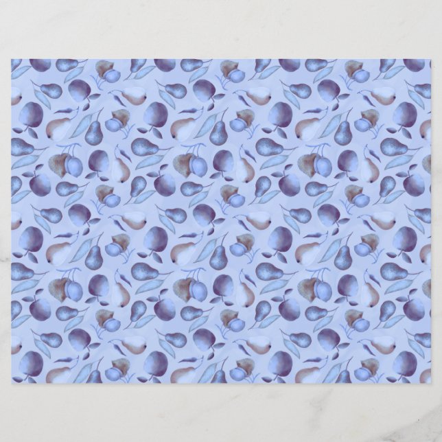 Früchte blaues Scrapbook-Papier (Vorderseite)