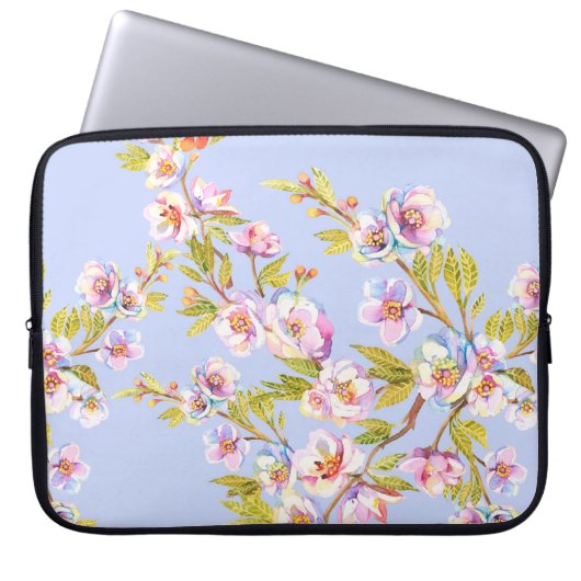 Früchte blühender Apfel- oder Kirschbäume auf der Laptopschutzhülle (Vorderseite)