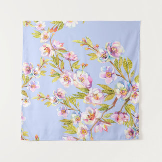 Früchte blühender Apfel- oder Kirschbäume auf der Wandteppich