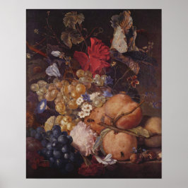 Früchte, Blume und Insekten von Jan van Huysum Poster