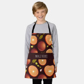 Früchte Braun Orange farbenfrohe Muster Schürze (Getragen)