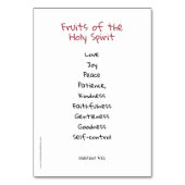 Früchte der Heiligen Geist-Gebetskarte Tischnummer (Rückseite)