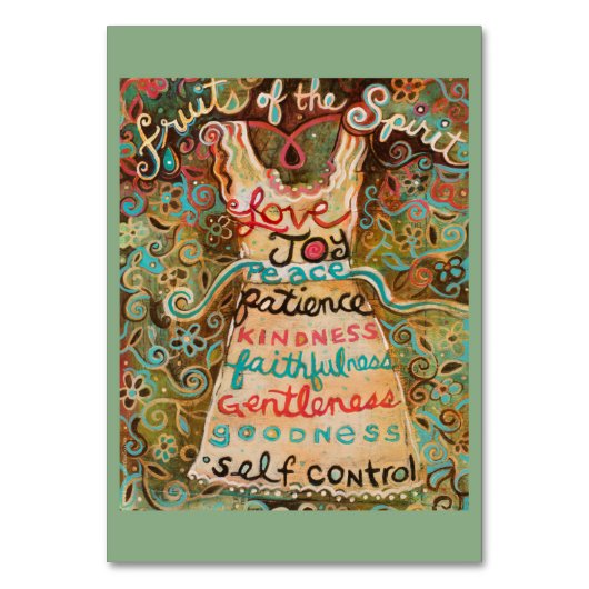 Früchte der Heiligen Geist-Gebetskarte Tischnummer (Vorderseite)