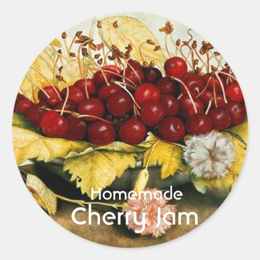 FRÜCHTE DER SAISON, CHERRY JAM Preserve Jar Runder Aufkleber (Vorderseite)