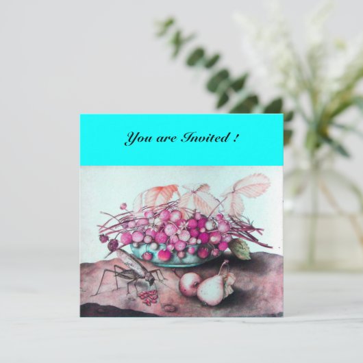 FRÜCHTE DER SAISON/STRAWBERRIES UND PEARS EINLADUNG (Stehend Vorderseite)