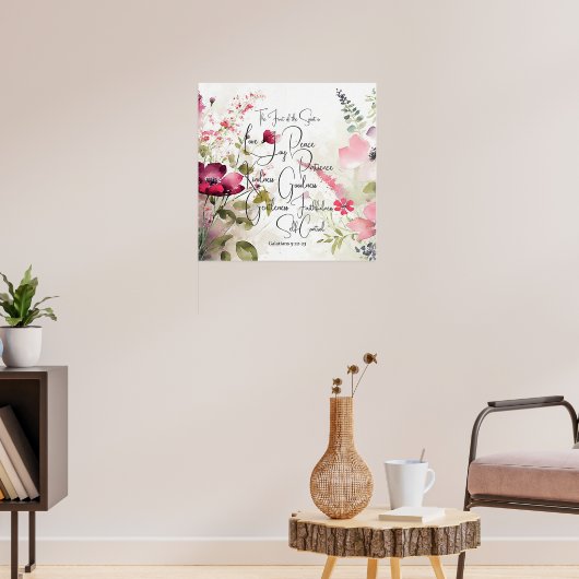 Früchte des Branntweins, rosa Blüte Poster (Wohnzimmer 3)