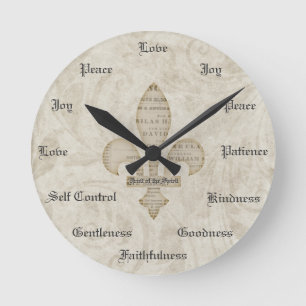 Früchte des Geistes Christliche Tugenden Vintage Runde Wanduhr