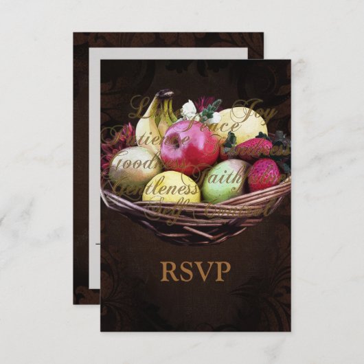 Früchte des Geistes, gestrichener brauner Korb RSVP Karte (Vorne/Hinten)