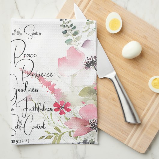 Früchte des Geistes, rosa Blüte Geschirrtuch (Viertel Falte)