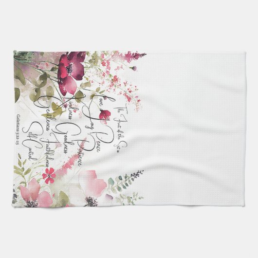 Früchte des Geistes, rosa Blüte Geschirrtuch (Horizontal)