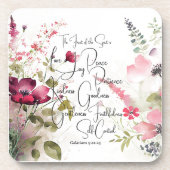 Früchte des Geistes, rosa Blüte Getränkeuntersetzer (Vorderseite)