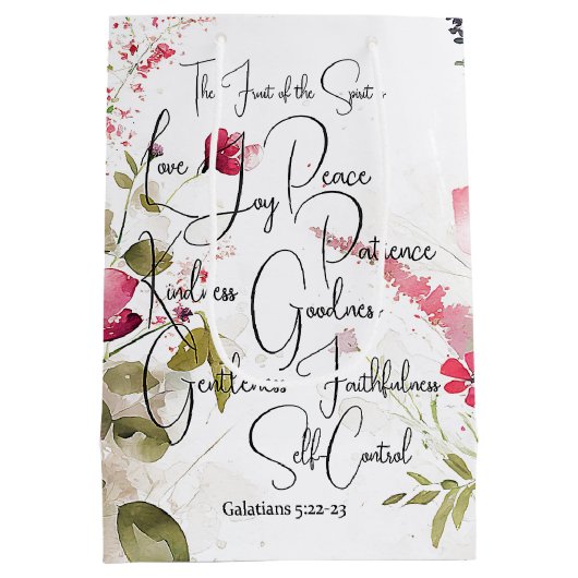 Früchte des Geistes, rosa Blüte Mittlere Geschenktüte (Rückseite)