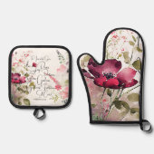 Früchte des Geistes, rosa Blüte Ofenhandschuh & Topflappen-Set (Vorderseite)