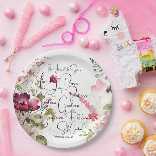 Früchte des Geistes, rosa Blüte Pappteller (Party)