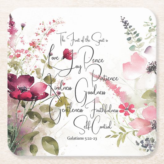 Früchte des Geistes, rosa Blüte Rechteckiger Pappuntersetzer (Vorderseite)