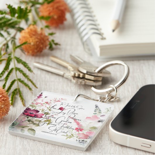 Früchte des Geistes, rosa Blüte Schlüsselanhänger (Vorderseite rechts)