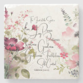 Früchte des Geistes, rosa Blüte Steinuntersetzer (Vorderseite)