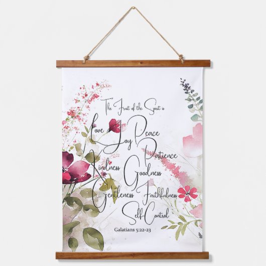 Früchte des Geistes, rosa Blüte Wandteppich Mit Holzrahmen (Vorderseite)