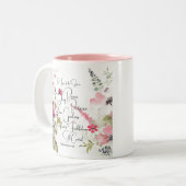 Früchte des Geistes, rosa Blüte Zweifarbige Tasse (Vorderseite Links)