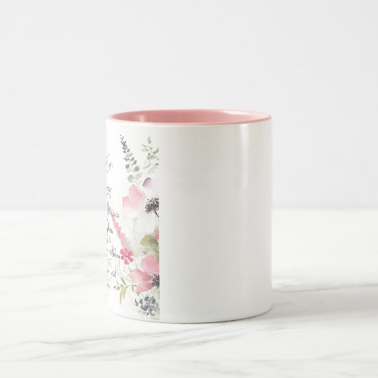 Früchte des Geistes, rosa Blüte Zweifarbige Tasse (Mittel)