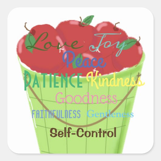 Früchte des Stickereis des Spirituosenkorbs Quadratischer Aufkleber (Vorderseite)