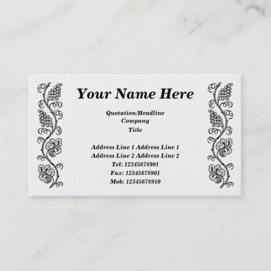 Früchte des Weinbaus Visitenkarte (Vorderseite)