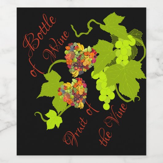 Früchte des Weinbaus Weinetikett (Einzelnes Label)