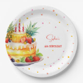 Früchte Geburtstagskuchen Geburtstag Pappteller (Vorderseite)