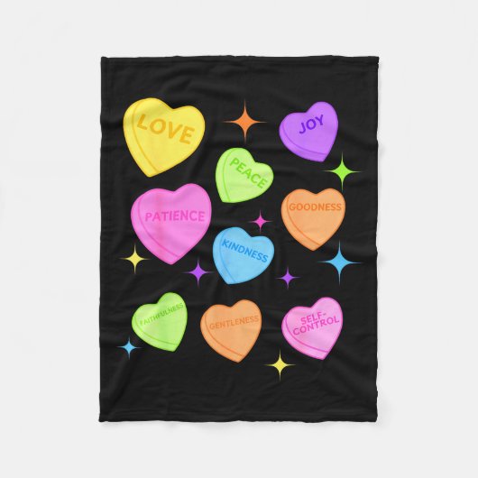 Früchte Geist Valentinstag Christliche Herzen Desi Fleecedecke (Vorderseite)