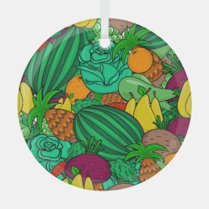 Früchte Gemüse Nahtloses Vegetarisches Muster Ornament Aus Glas