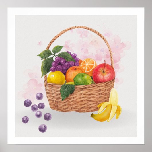 Früchte im Korbgewässer Poster (Vorne)