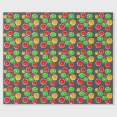 Früchte im Sommer bunt fruchtig Muster Geschenkpapier (Flach)