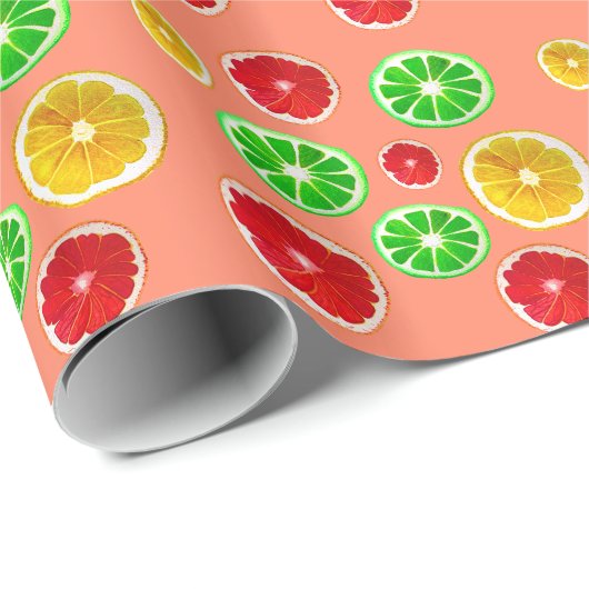 Früchte im Sommer bunt fruchtig Muster Geschenkpapier (Rolleneckpunkt)