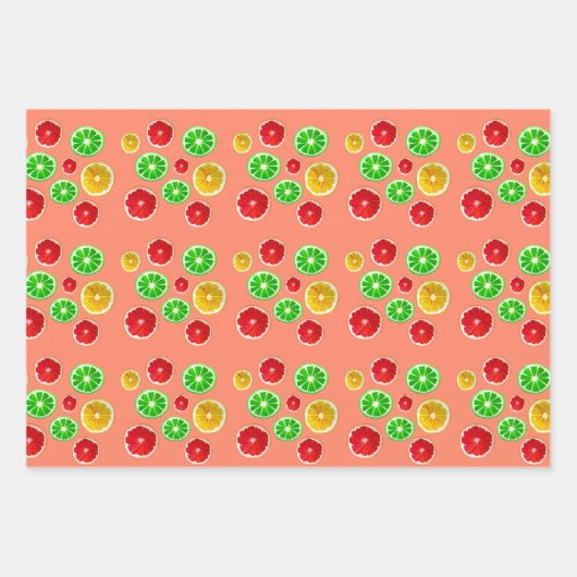 Früchte im Sommer bunt fruchtig Muster Geschenkpapier Set (Vorderseite)
