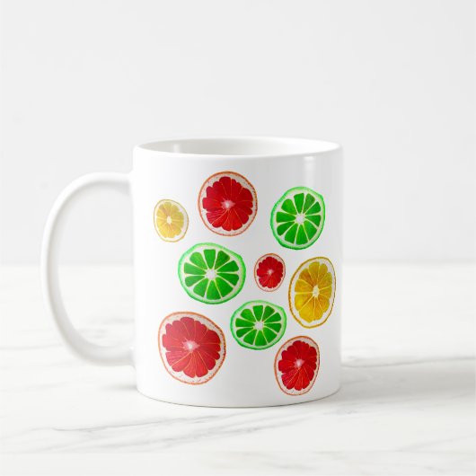 Früchte im Sommer bunt fruchtig Muster Kaffeetasse (Links)