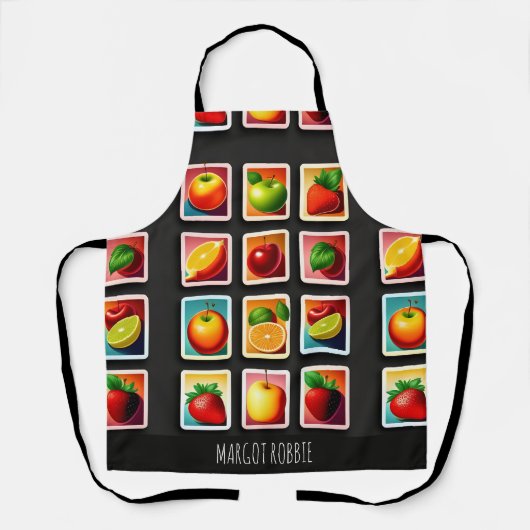 Früchte in quadratischer Box Rotes Grünes Muster Schürze (Vorderseite)
