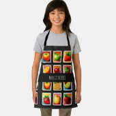 Früchte in quadratischer Box Rotes Grünes Muster Schürze (Insitu)